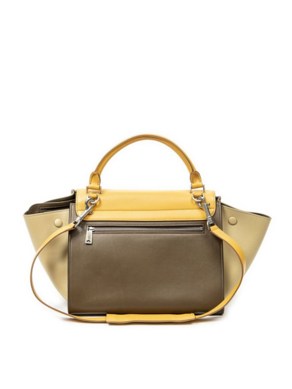 Celine Small Tricolor Trapeze Brown Orange Beige Calfskin Leather Messenger - Picture 5 of 10